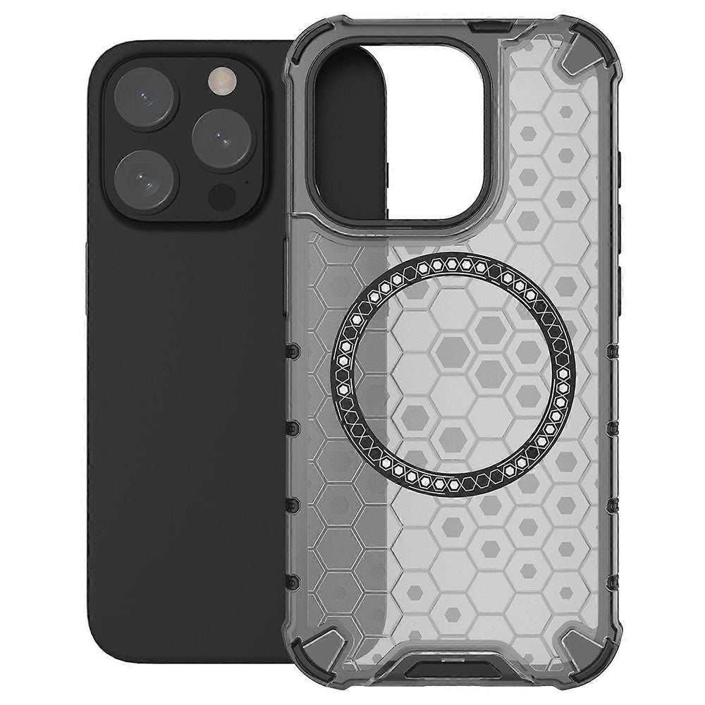 Funda MagSafe para Apple iPhone 15 Pro, Techsuit, HoneyComb Shield, Negra