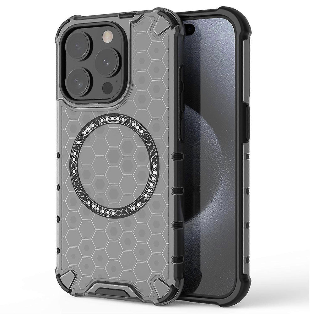 Funda MagSafe para Apple iPhone 15 Pro, Techsuit, HoneyComb Shield, Negra