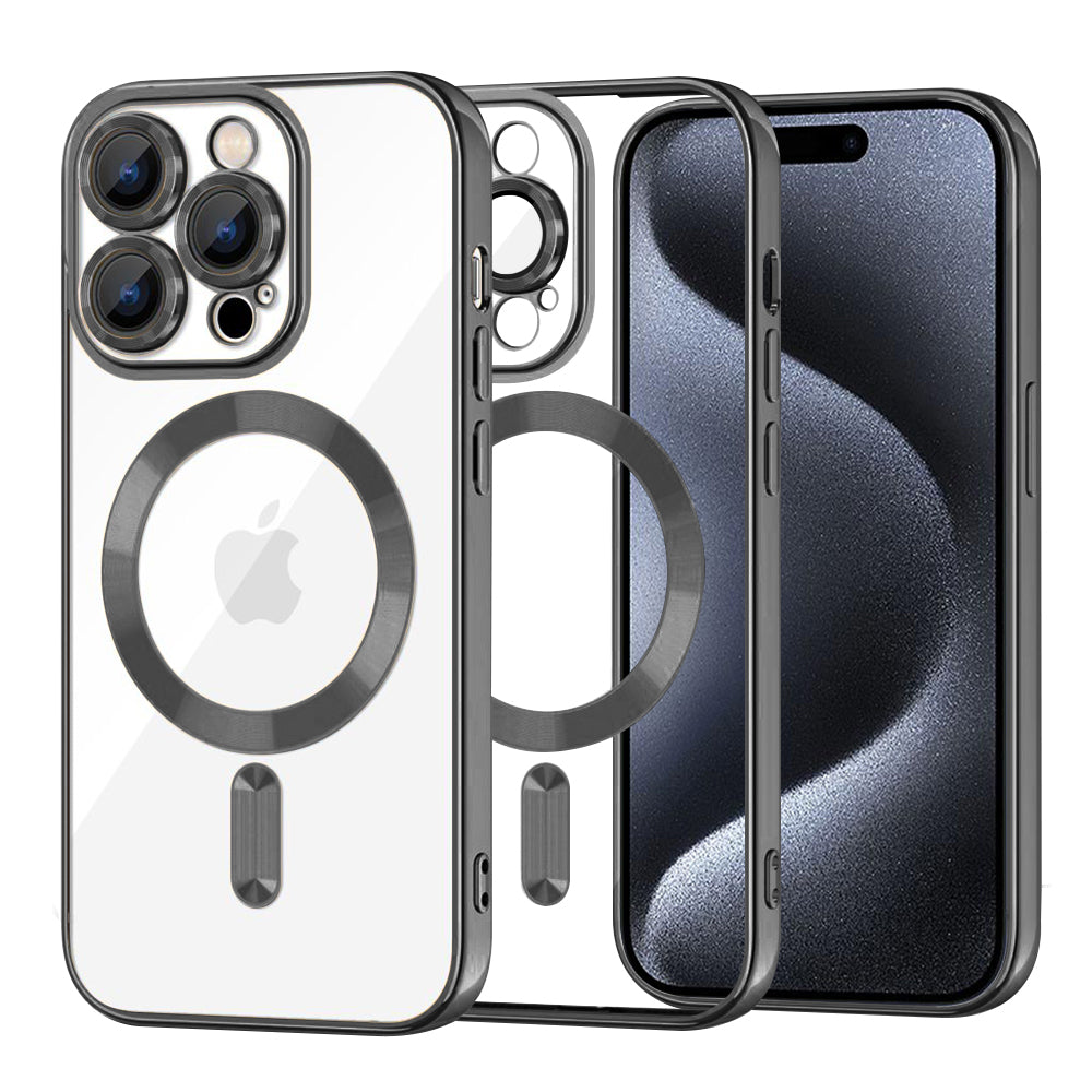 Funda MagSafe para Apple iPhone 15 Pro, Techsuit, Luxury Crystal, Negra