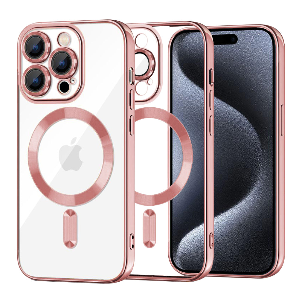 Funda MagSafe para Apple iPhone 15 Pro, Techsuit, Luxury Crystal, Rosa