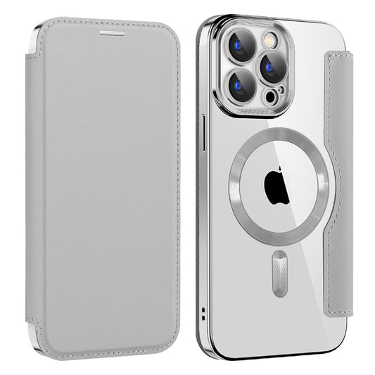 Funda MagSafe para Apple iPhone 15 Pro, Techsuit, SmartMag Book, Gris