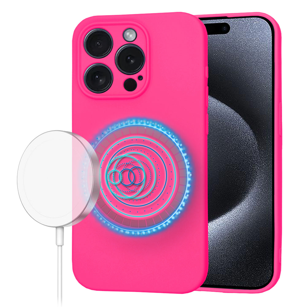 Funda MagSafe para Apple iPhone 15 Pro, Techsuit, SoftFlex, Rosa Oscuro
