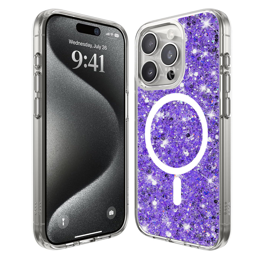 Funda MagSafe para Apple iPhone 15 Pro, Techsuit, Brillo Brillante, Morado
