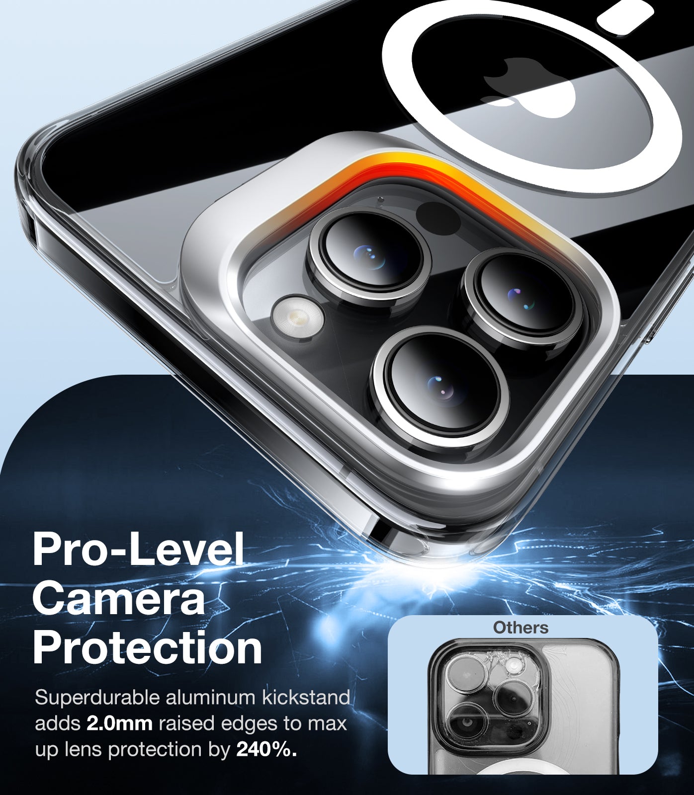 Funda MagSafe para Apple iPhone 15 Pro, Torras, Lstand, Transparente