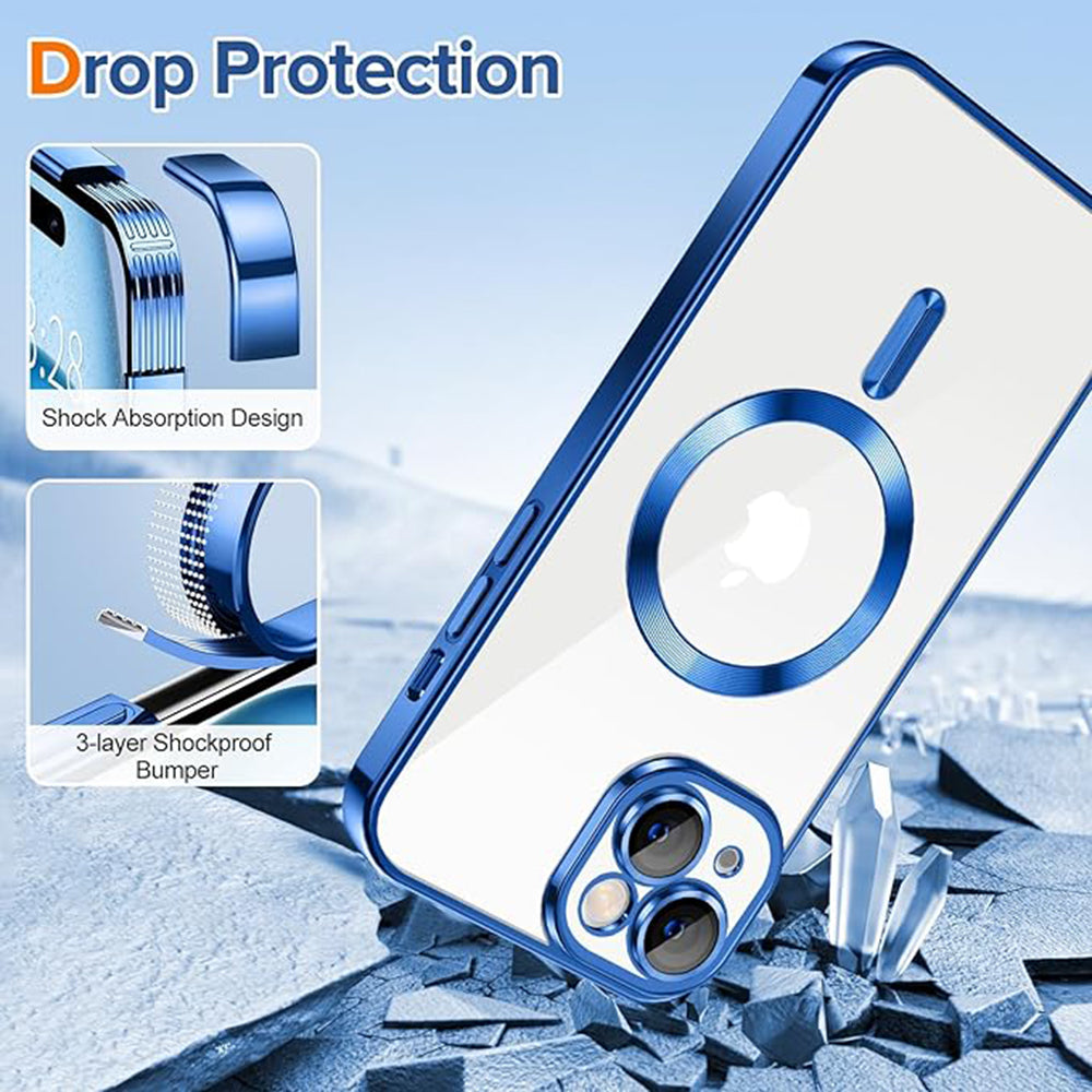 Funda MagSafe para Apple iPhone 15, Techsuit, Luxury Crystal, Azul Oscuro