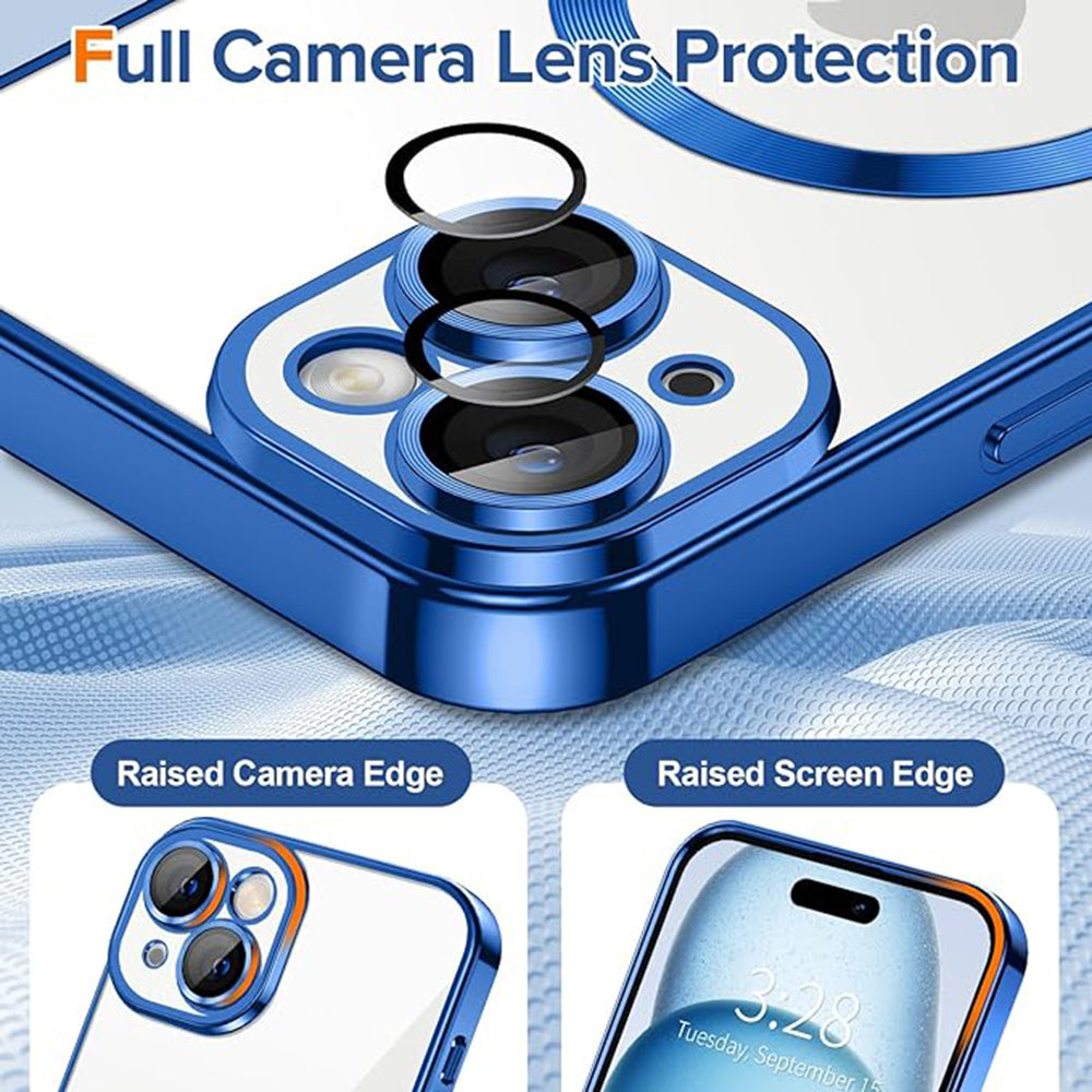 Funda MagSafe para Apple iPhone 15, Techsuit, Luxury Crystal, Azul Oscuro