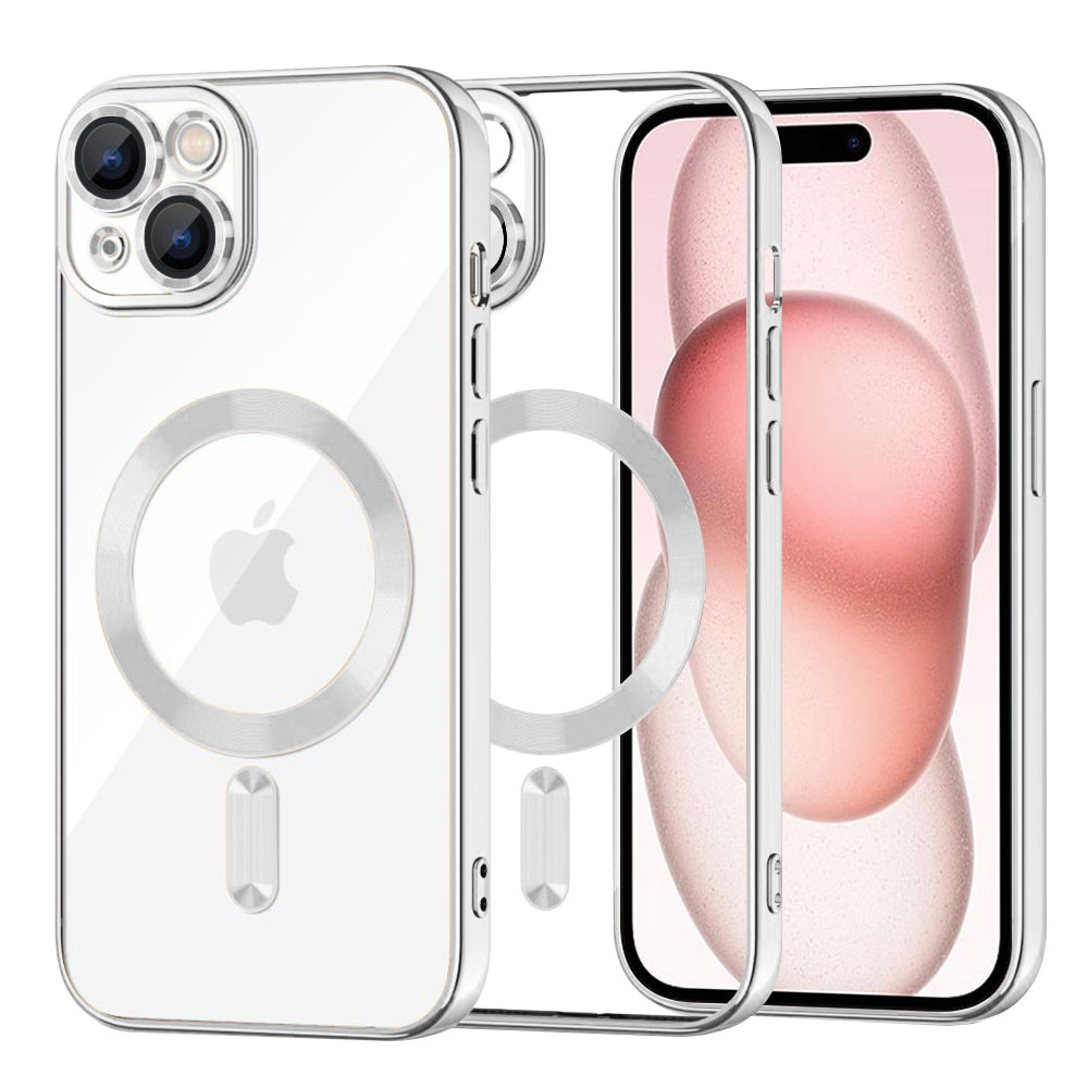 Funda MagSafe para Apple iPhone 15, Techsuit, Luxury Crystal, Plateada