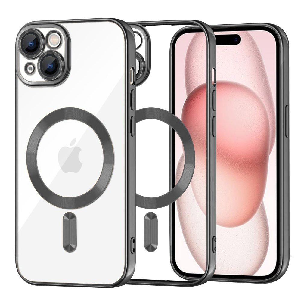 Funda MagSafe para Apple iPhone 15, Techsuit, Luxury Crystal, Negra