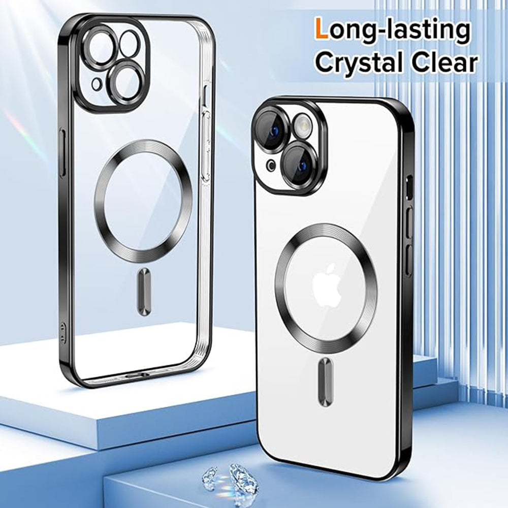 Funda MagSafe para Apple iPhone 15, Techsuit, Luxury Crystal, Negra