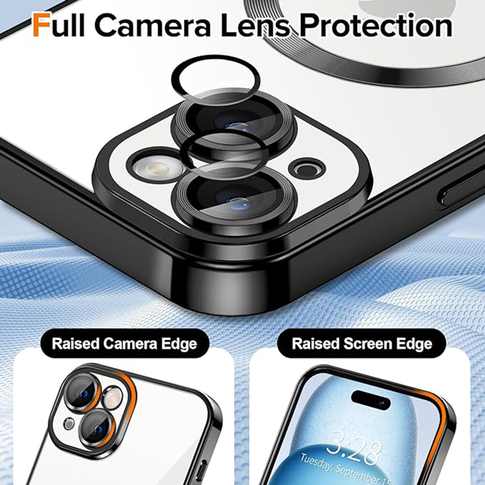 Funda MagSafe para Apple iPhone 15, Techsuit, Luxury Crystal, Negra