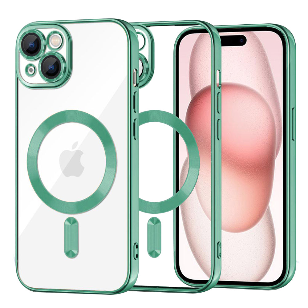 Funda MagSafe para Apple iPhone 15, Techsuit, Luxury Crystal, Verde Claro