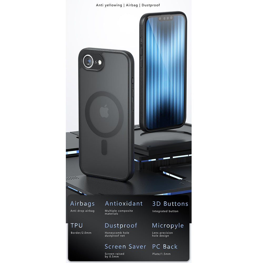 Funda MagSafe para Apple iPhone 15, Techsuit, PureFrost, Negra Satinada