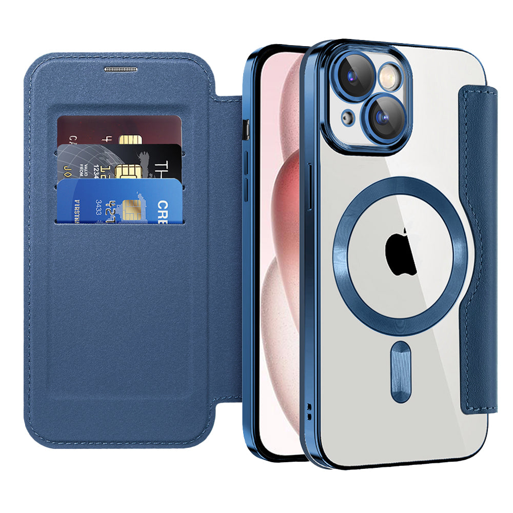 Funda MagSafe para Apple iPhone 15, Techsuit, SmartMag Book, Azul