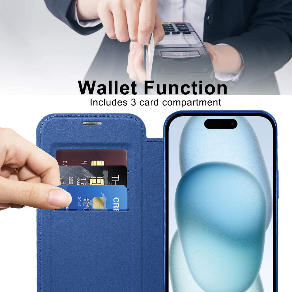 Funda MagSafe para Apple iPhone 15, Techsuit, SmartMag Book, Azul