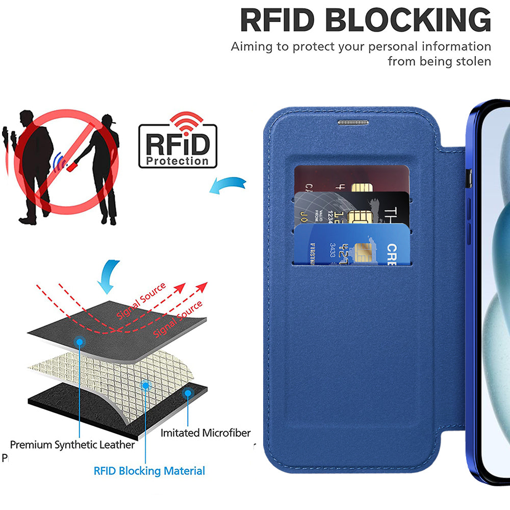 Funda MagSafe para Apple iPhone 15, Techsuit, SmartMag Book, Azul