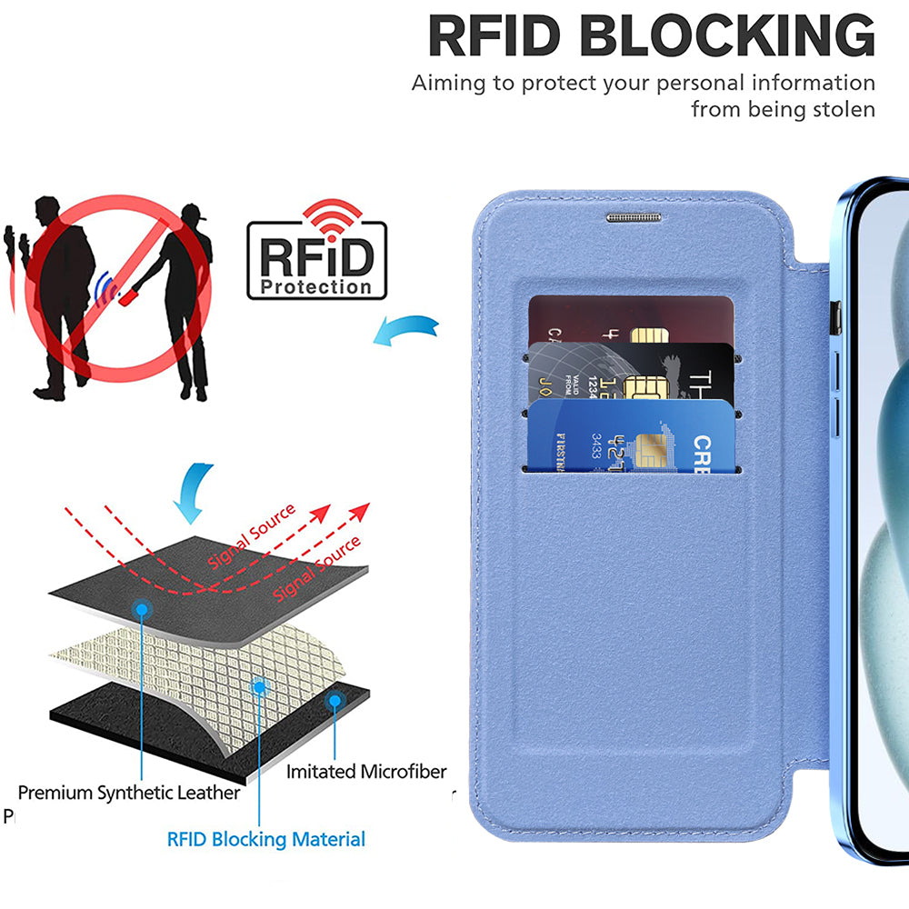 Funda MagSafe para Apple iPhone 15, Techsuit, SmartMag Book, Azul
