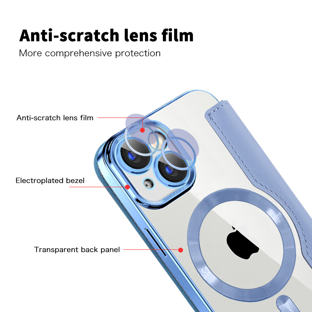 Funda MagSafe para Apple iPhone 15, Techsuit, SmartMag Book, Azul