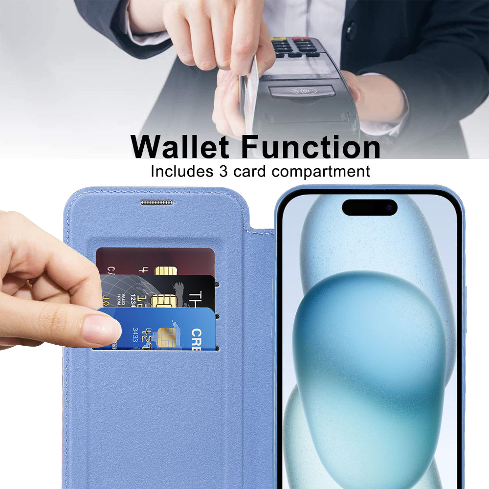 Funda MagSafe para Apple iPhone 15, Techsuit, SmartMag Book, Azul
