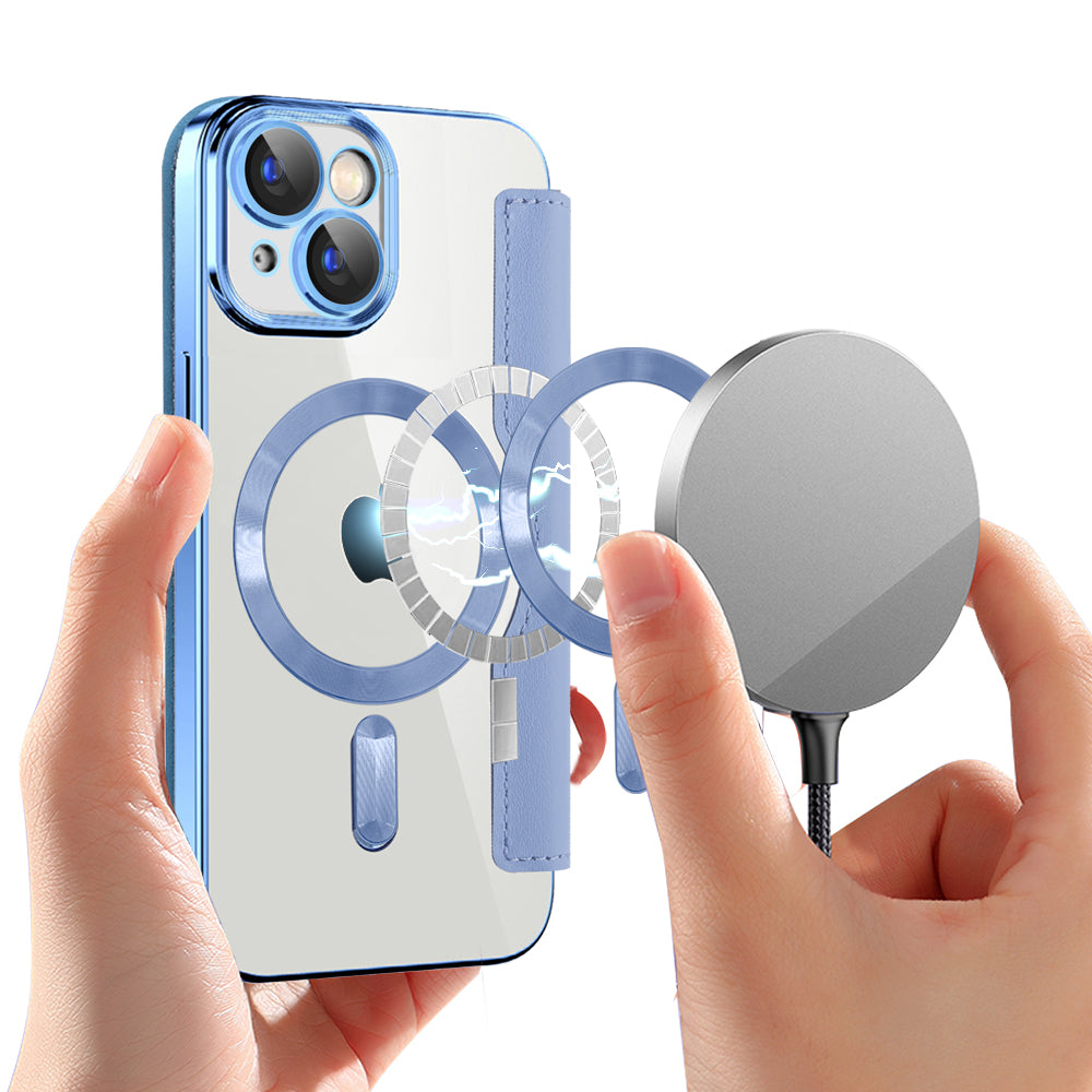 Funda MagSafe para Apple iPhone 15, Techsuit, SmartMag Book, Azul
