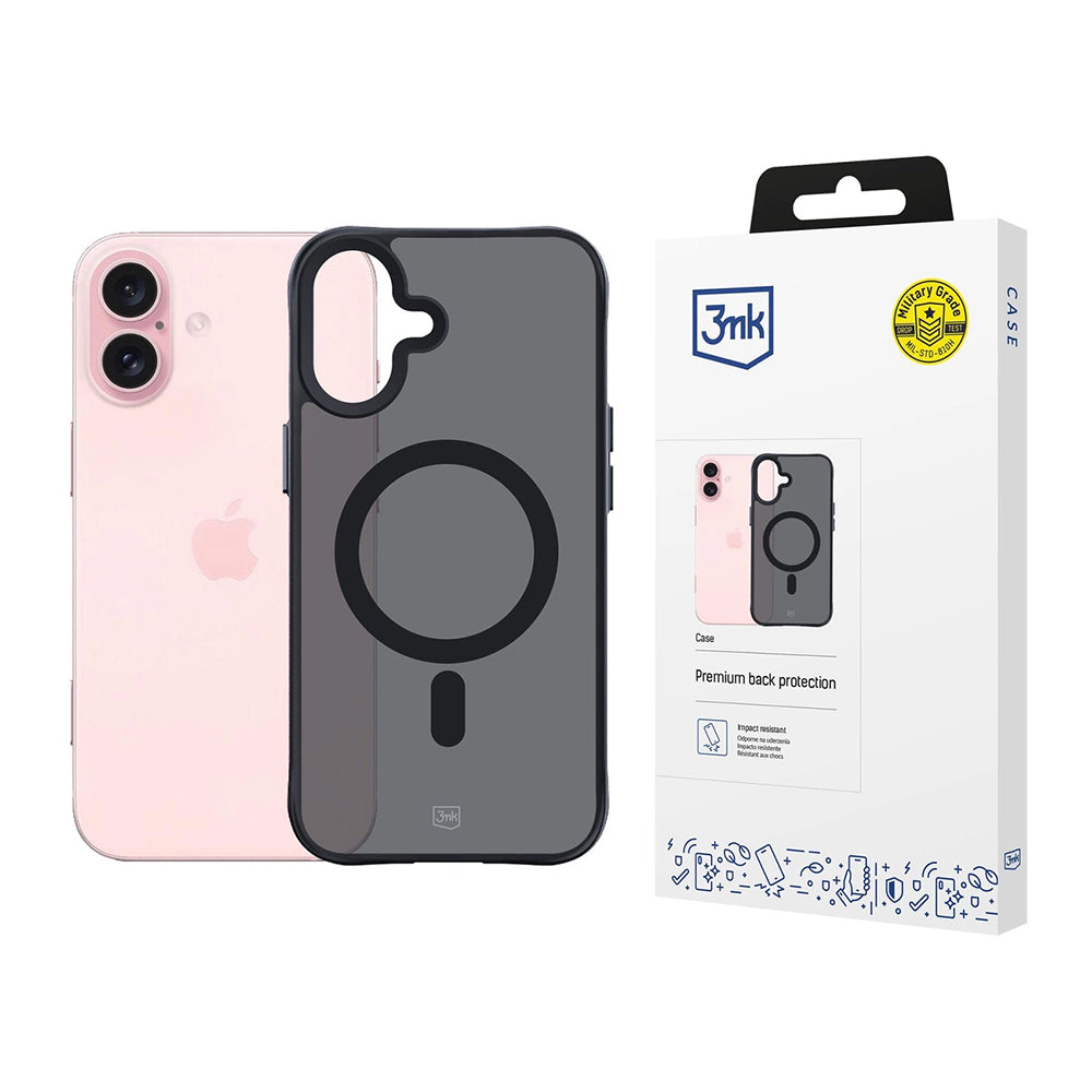 Funda MagSafe para Apple iPhone 16, 3MK, Smoke MagCase, Negra
