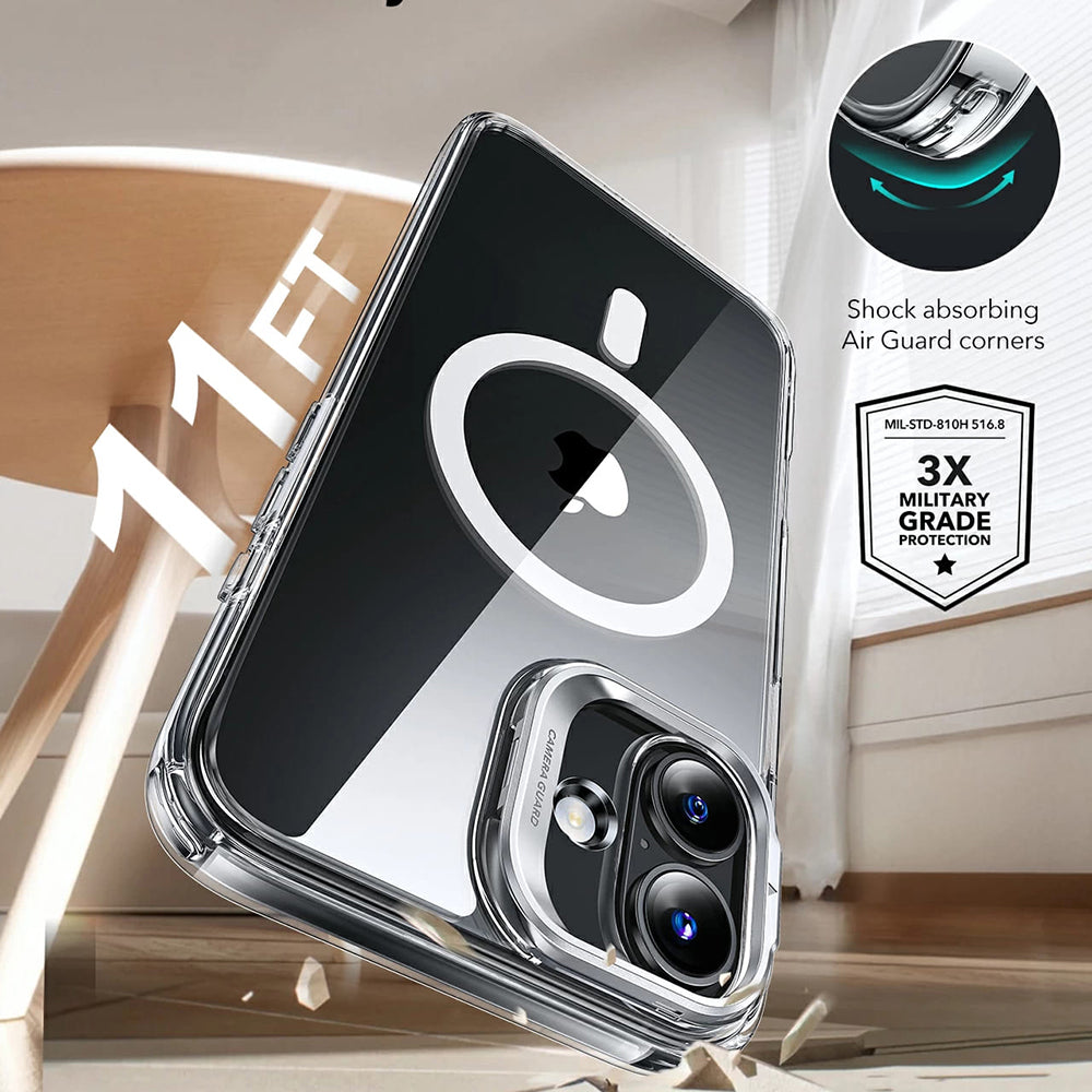 MagSafe Case for Apple iPhone 16, ESR, Classic Hybrid Kickstand, Black Transparent
