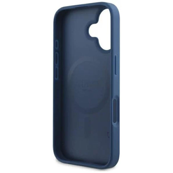 Funda MagSafe para Apple iPhone 16, Guess, 4G Printed Stripes, Azul