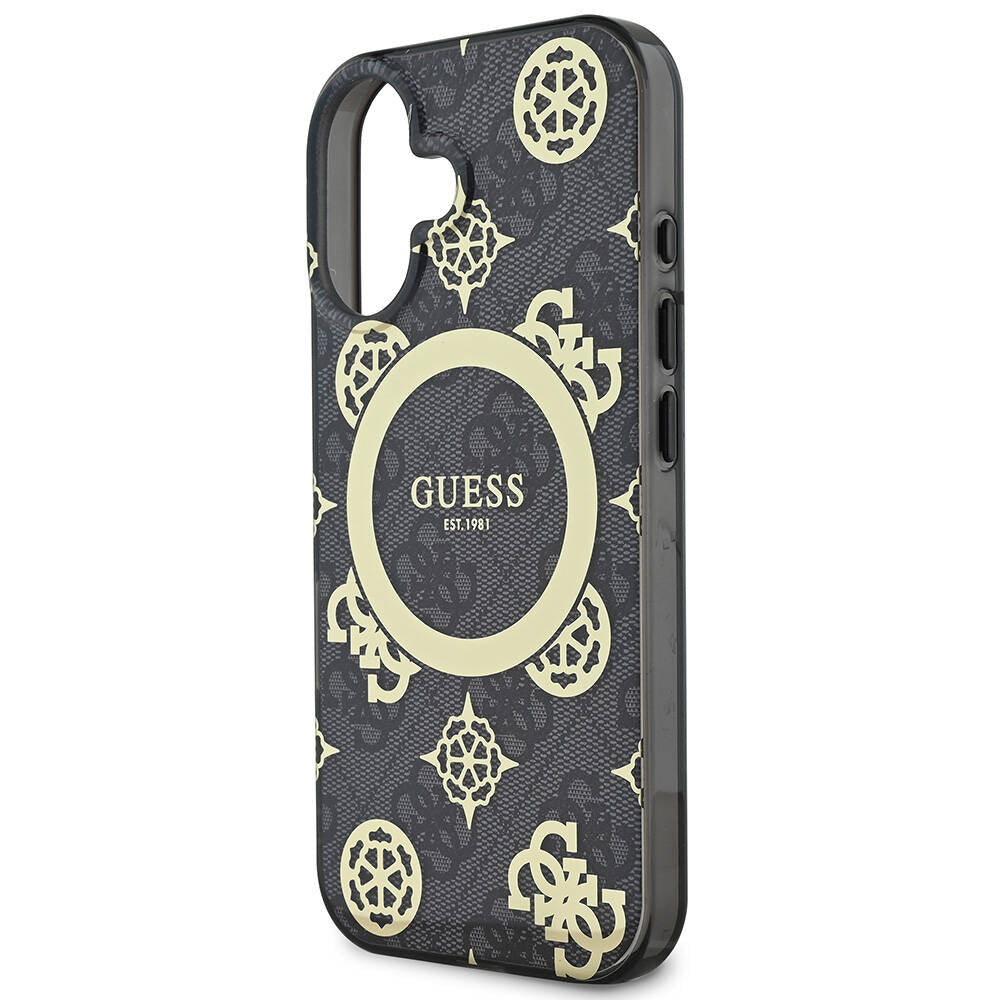 Funda MagSafe para Apple iPhone 16, Guess, IML 4G Peony, Negra GUHMP16SH4PYEEK