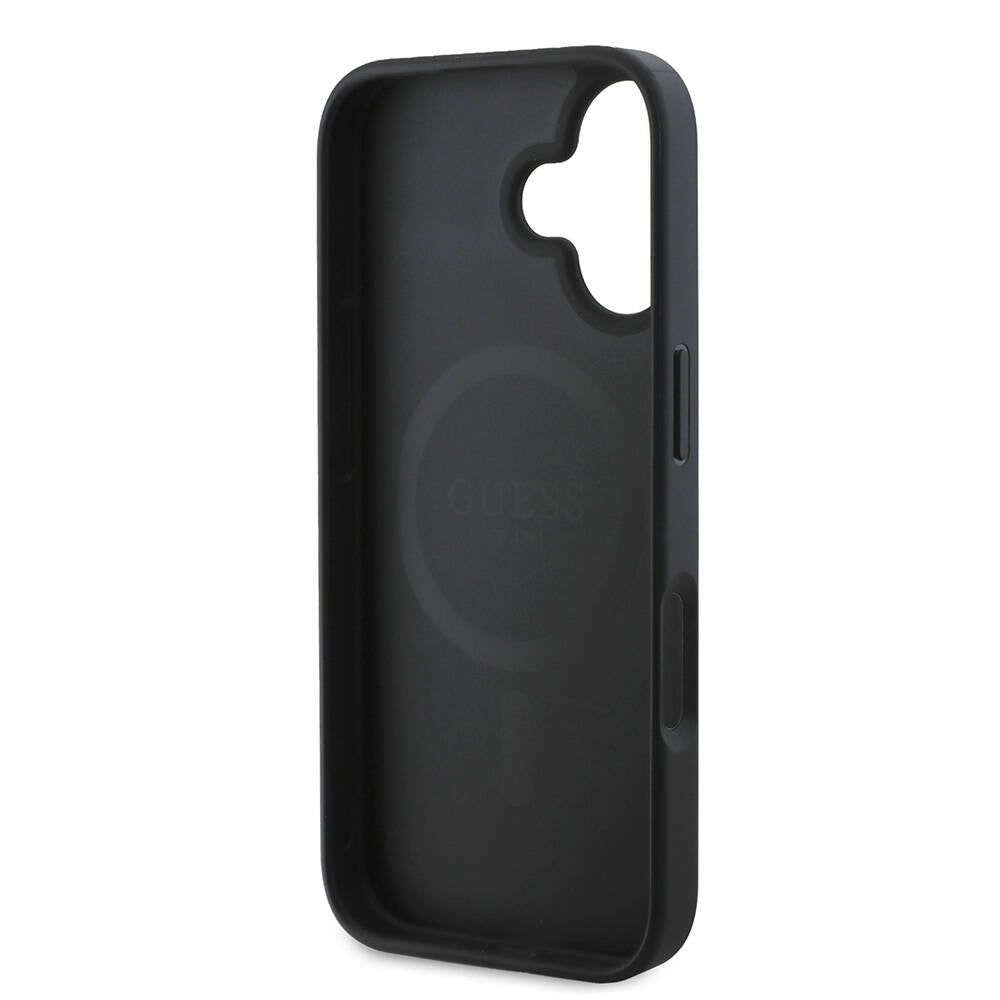 Funda MagSafe para Apple iPhone 16, Guess, Peony Script, Negra