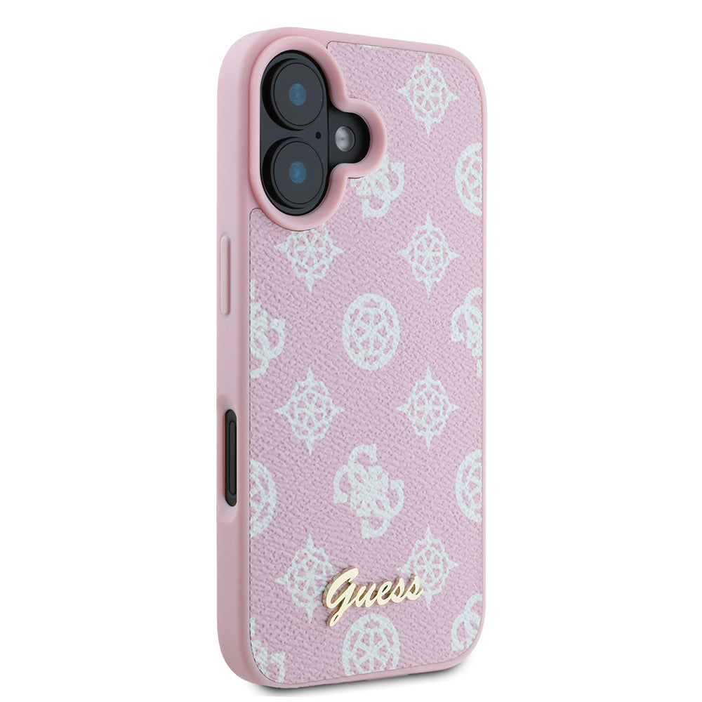 Funda MagSafe para Apple iPhone 16, Guess, Peony Script, Rosa