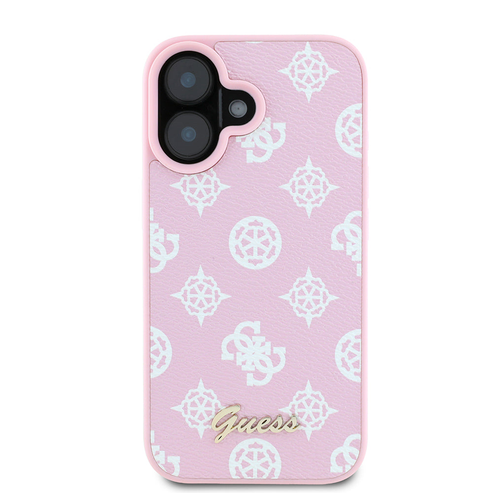 Funda MagSafe para Apple iPhone 16, Guess, Peony Script, Rosa