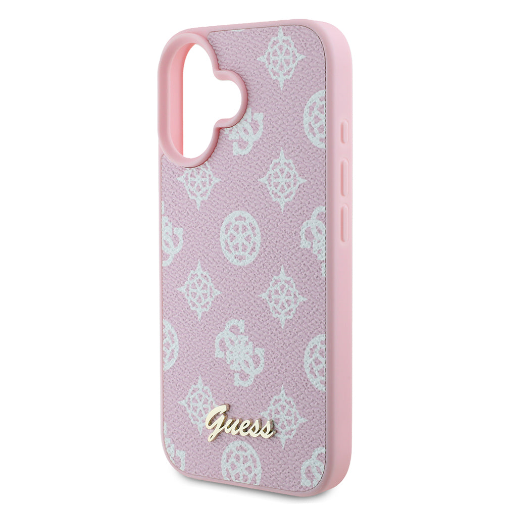 Funda MagSafe para Apple iPhone 16, Guess, Peony Script, Rosa