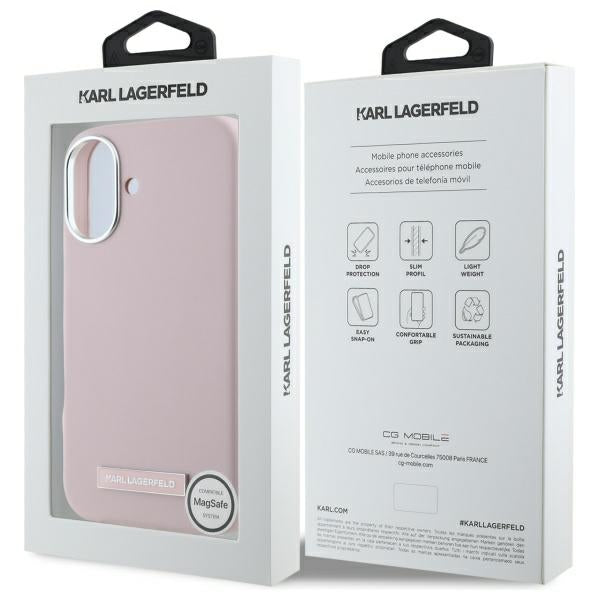 Funda MagSafe para Apple iPhone 16, Karl Lagerfeld, FW Metal Plate, Rosa