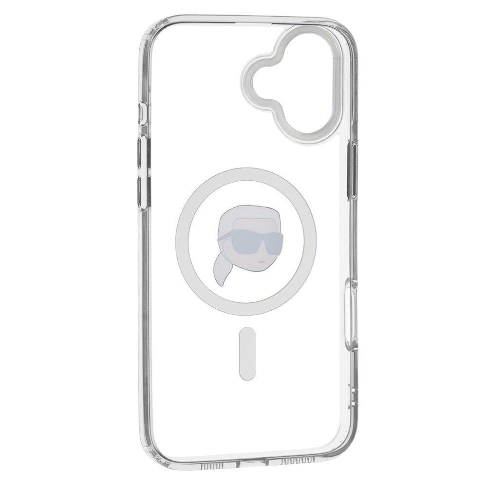 Funda MagSafe para Apple iPhone 16, Karl Lagerfeld, IML Metal Karl's Head, Blanca