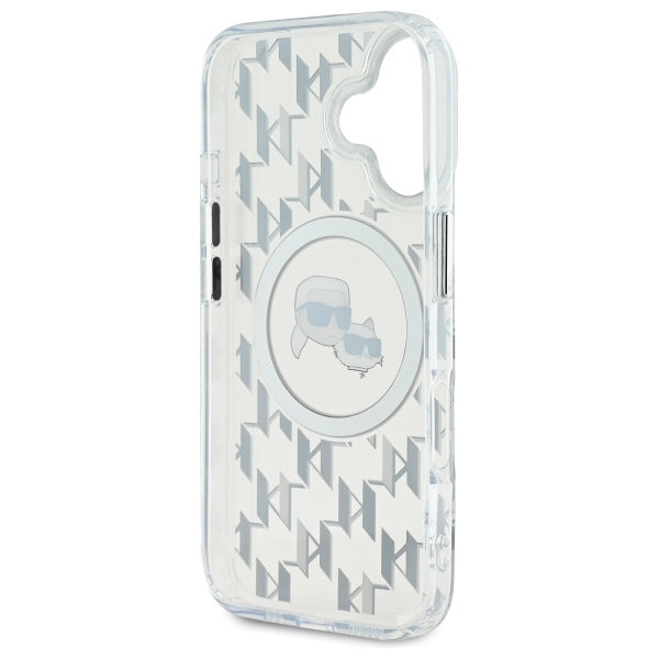 Funda MagSafe para Apple iPhone 16, Karl Lagerfeld, IML Monograma Karl & Cabezas de Choupette, Transparente