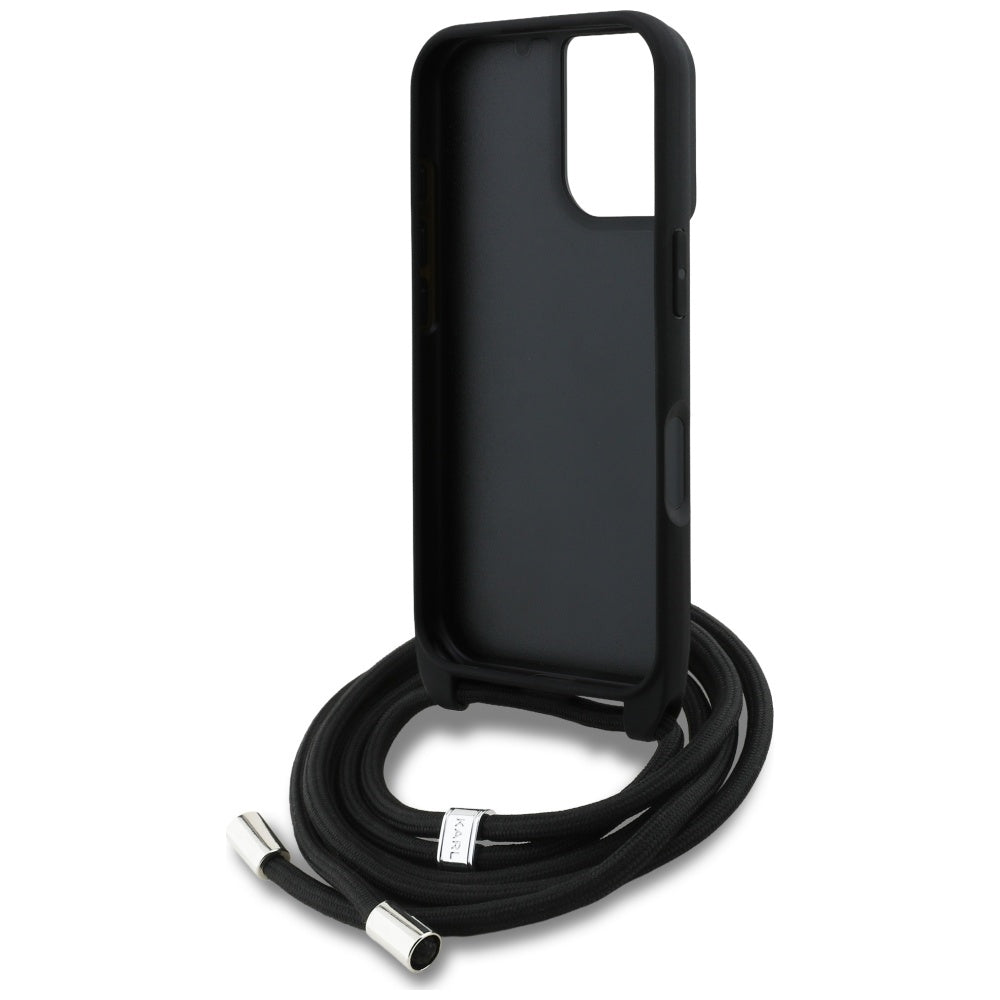 MagSafe Case for Apple iPhone 16, Karl Lagerfeld, Saffiano Crossbody, Black