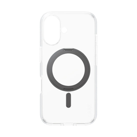 Funda MagSafe para Apple iPhone 16, PanzerGlass, con soporte Kickstand, Transparente Negra