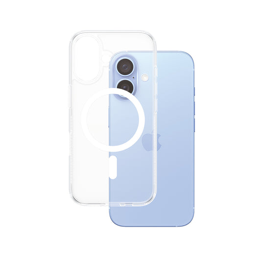 Funda MagSafe para Apple iPhone 16, PanzerGlass, HardCase, Transparente Blanca
