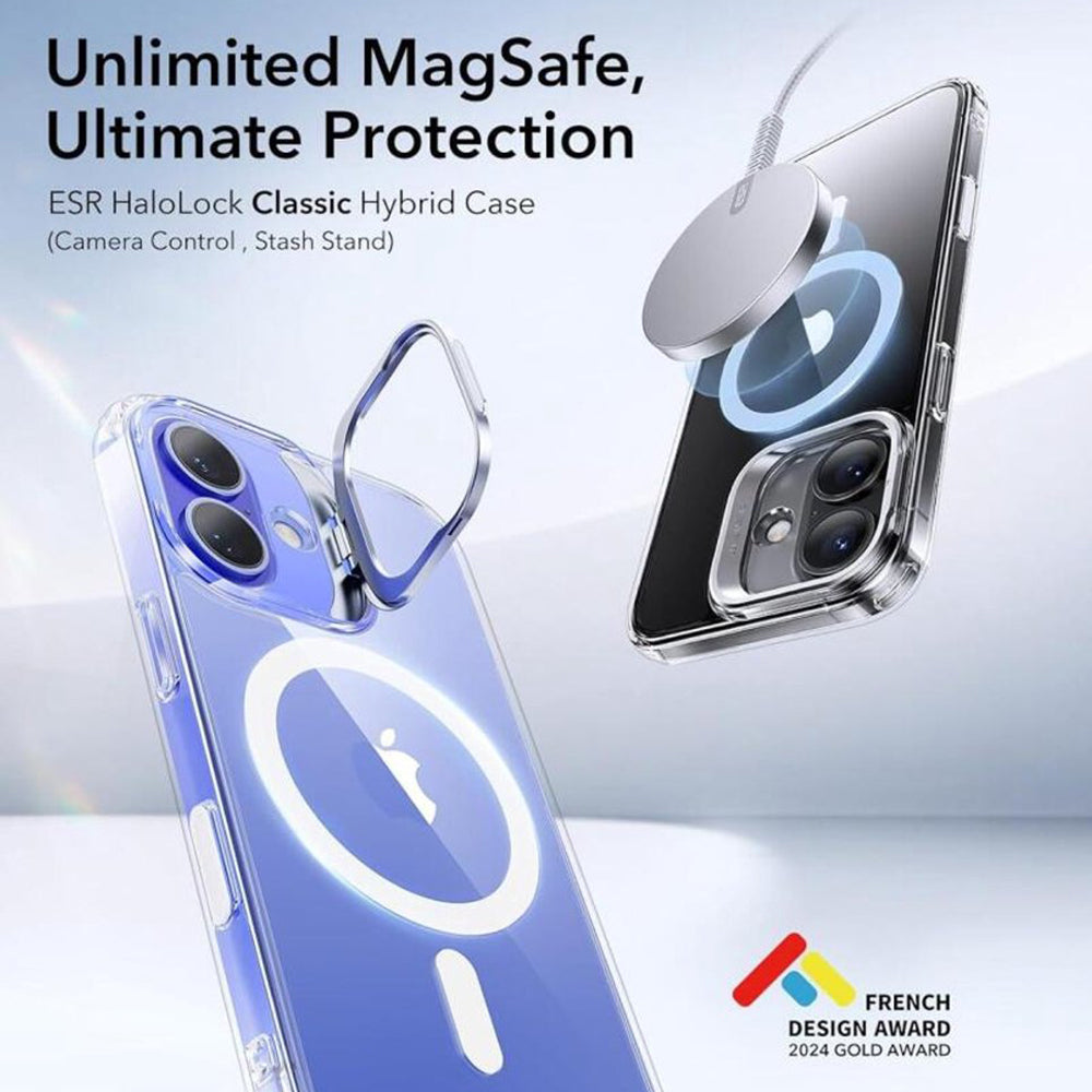 Funda MagSafe para Apple iPhone 16 Plus, ESR, Classic Hybrid Kickstand Slide, Transparente