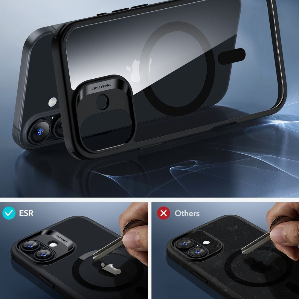 Funda MagSafe para Apple iPhone 16 Plus, ESR, Classic Hybrid con Protector de Pantalla, Negra Transparente