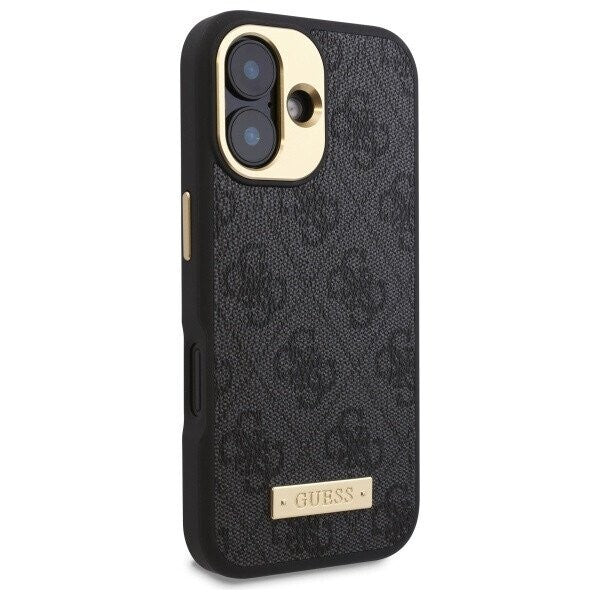 Funda MagSafe para Apple iPhone 16 Plus, Guess, 4G Logo Plate, Negra