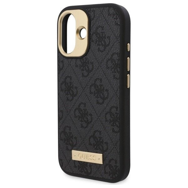 Funda MagSafe para Apple iPhone 16 Plus, Guess, 4G Logo Plate, Negra