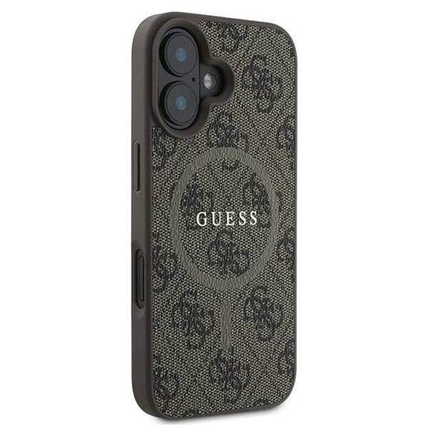 Funda MagSafe para Apple iPhone 16 Plus, Guess, 4G Ring Classic Logo, Marrón