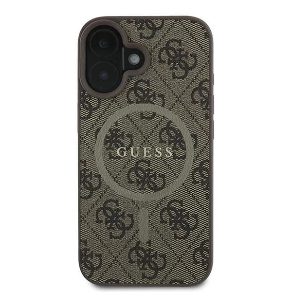 Funda MagSafe para Apple iPhone 16 Plus, Guess, 4G Ring Classic Logo, Marrón