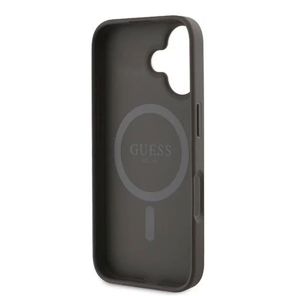 Funda MagSafe para Apple iPhone 16 Plus, Guess, 4G Ring Classic Logo, Marrón