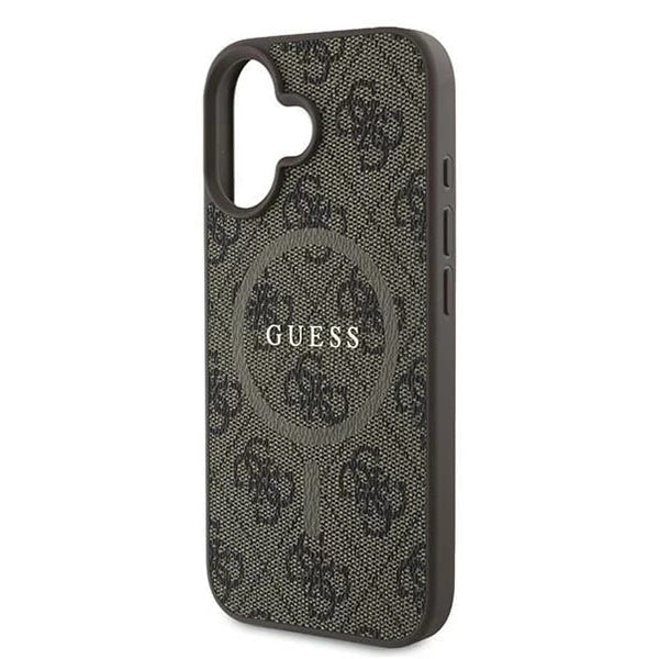 Funda MagSafe para Apple iPhone 16 Plus, Guess, 4G Ring Classic Logo, Marrón