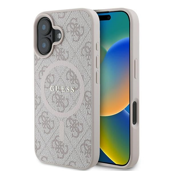 Funda MagSafe para Apple iPhone 16 Plus, Guess, 4G Ring Classic Logo, Rosa