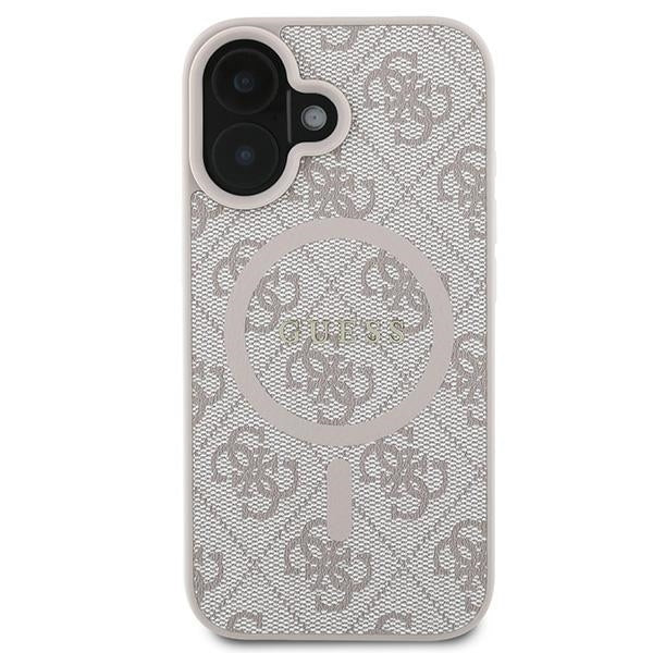 Funda MagSafe para Apple iPhone 16 Plus, Guess, 4G Ring Classic Logo, Rosa