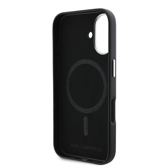 Funda MagSafe para Apple iPhone 16 Plus, Karl Lagerfeld, FW Metal Plate, Negra