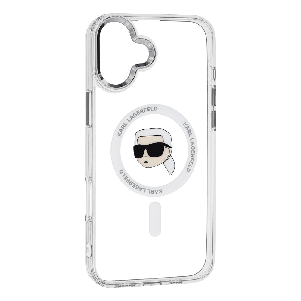 Funda MagSafe para Apple iPhone 16 Plus, Karl Lagerfeld, IML Karl's Head, Blanca