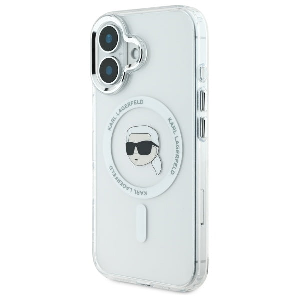 Funda MagSafe para Apple iPhone 16 Plus, Karl Lagerfeld, IML Karl's Head, Blanca
